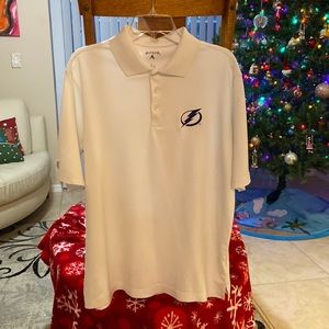 Antigua white Tampa Bay Lightning polo style shirt - Size Large